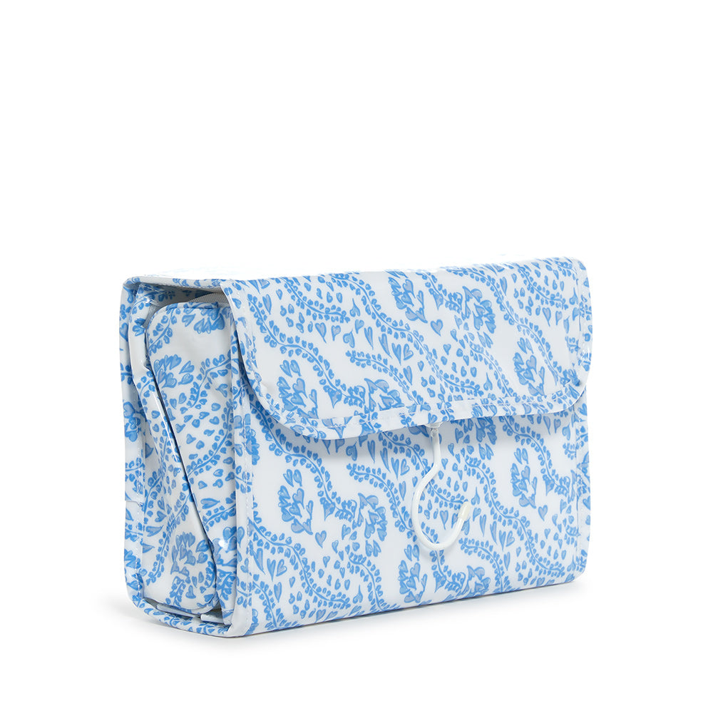 Luxe Gloss Hanging Toiletry Case - All Heart Blue Cosmetic & Bags