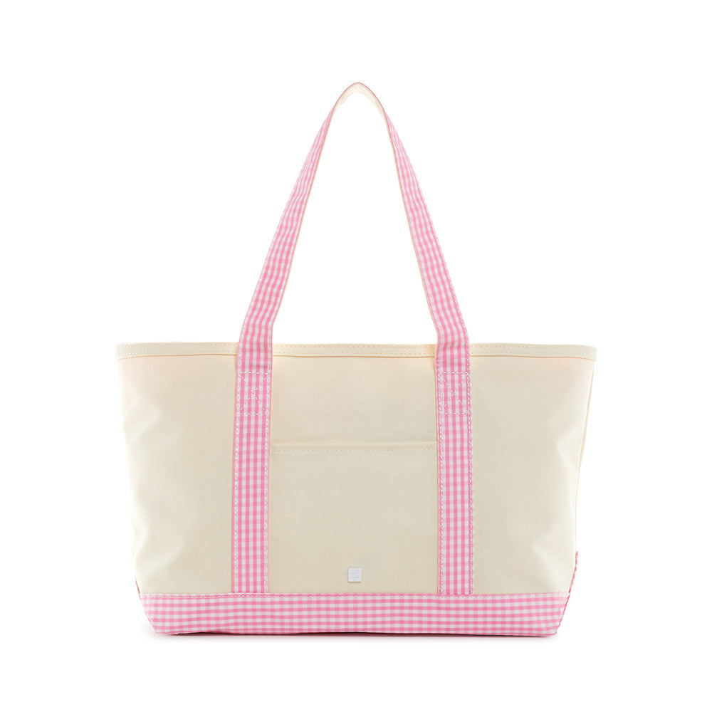 Medium Tote - Coated Canvas Gingham Pink Trim