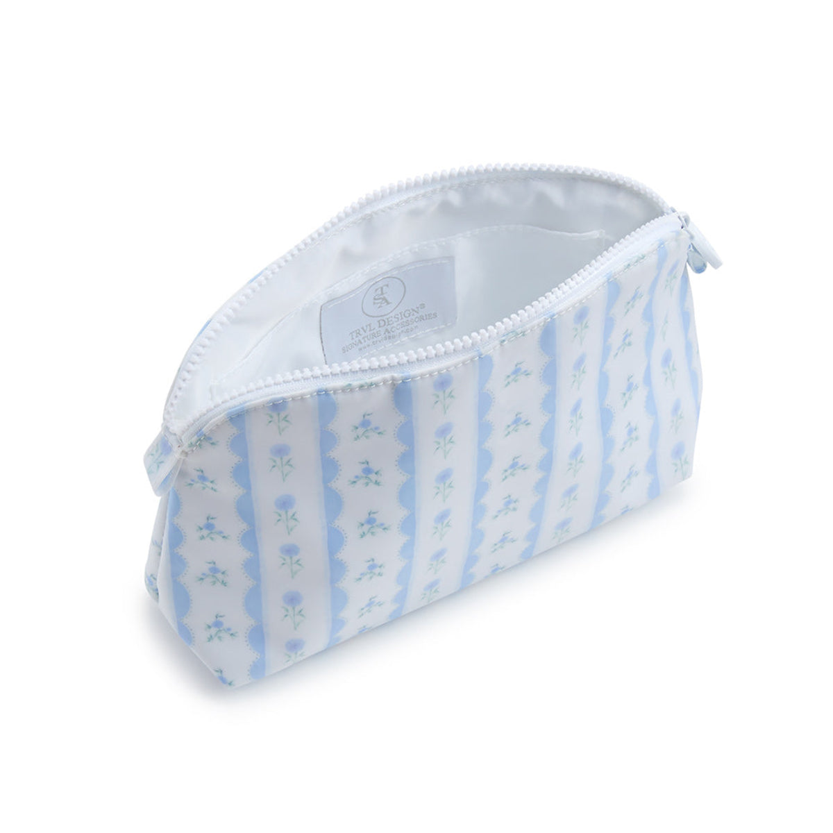 Goodie Cosmetic Bag - Ribbon Floral Blue Cosmetic & Toiletry Bags