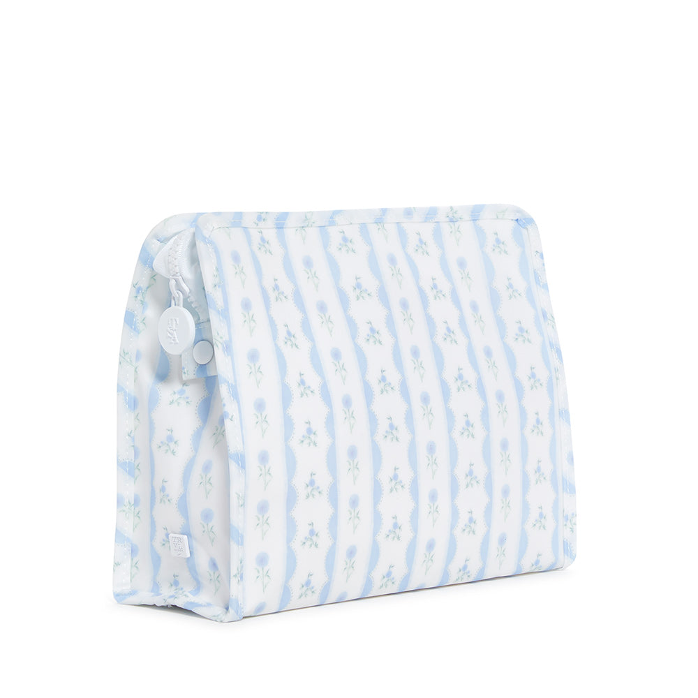 Roadie Large - Ribbon Floral Blue Zip Pouch Travel Pouches
