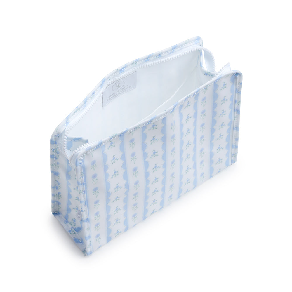 Roadie Large - Ribbon Floral Blue Zip Pouch Travel Pouches