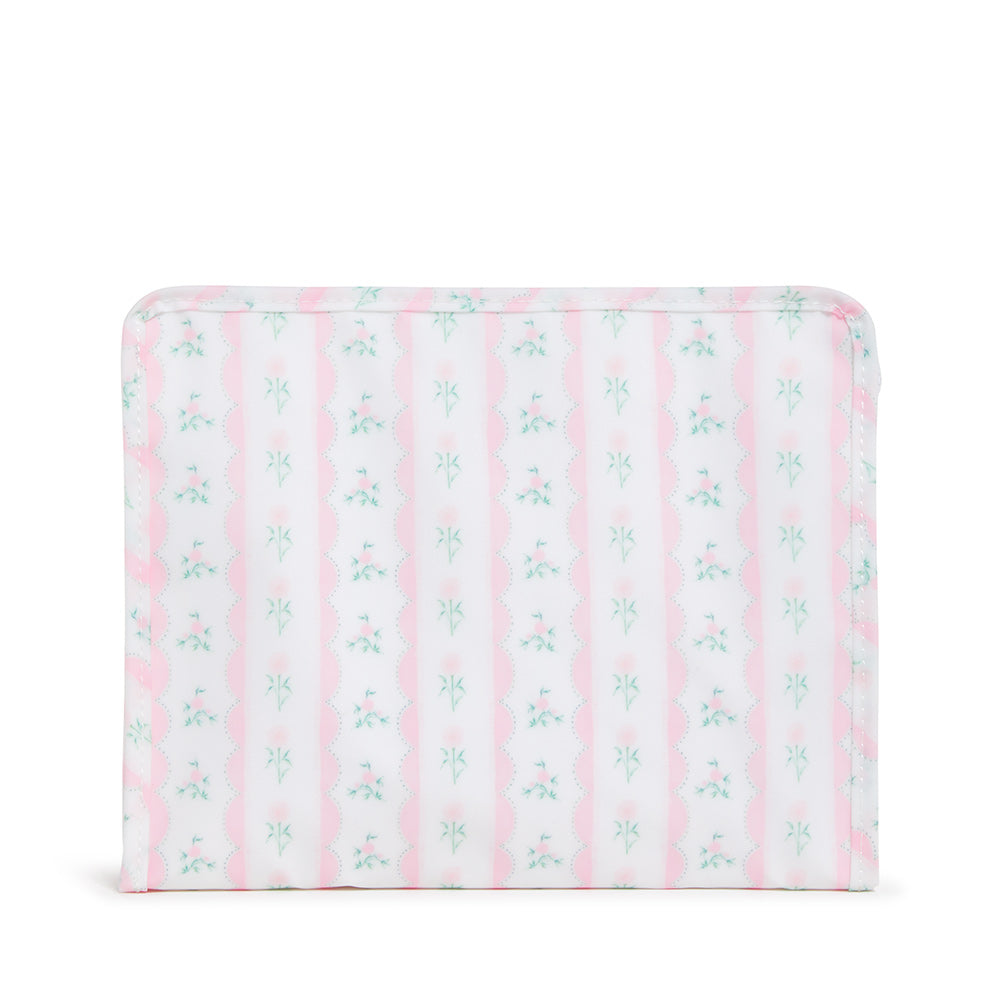 Roadie Large - Ribbon Floral Pink Zip Pouch Travel Pouches