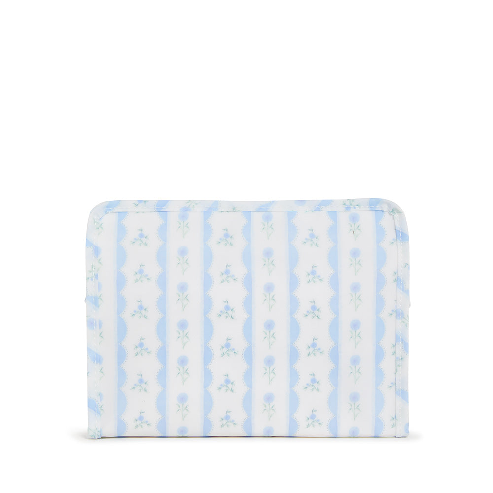 Roadie Medium - Ribbon Floral Blue Zip Pouch Travel Pouches