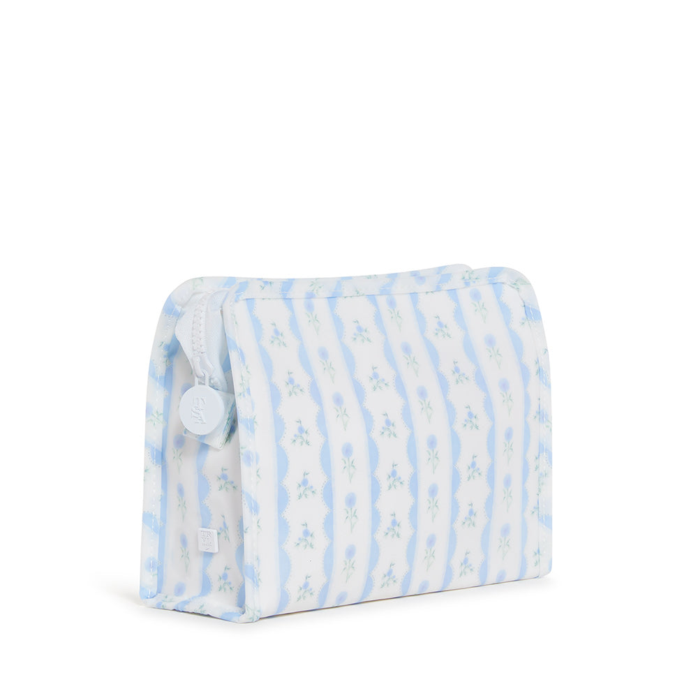 Roadie Medium - Ribbon Floral Blue Zip Pouch Travel Pouches
