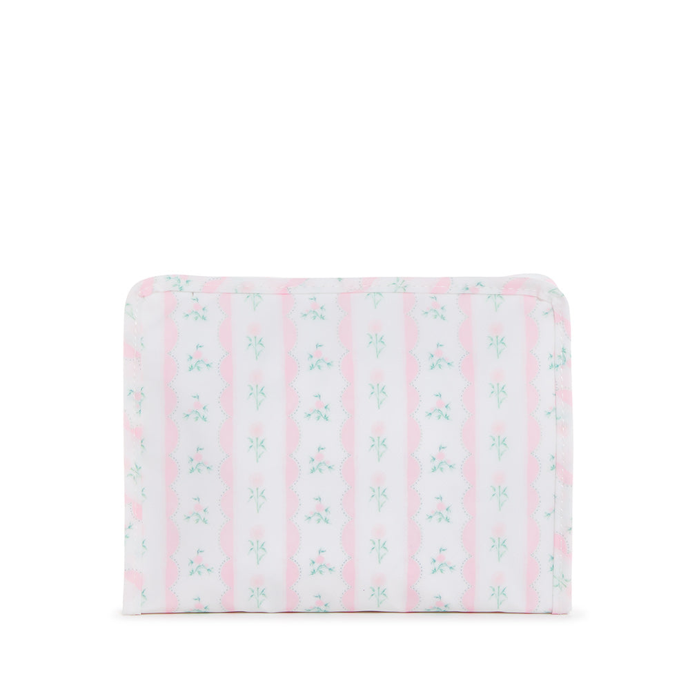 Roadie Medium - Ribbon Floral Pink Zip Pouch Travel Pouches