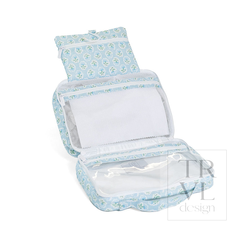 BUNDLE UP 2 Hanging Toiletry Bag - PETITE FLEUR BLUE - Cosmetic & Toiletry Bags