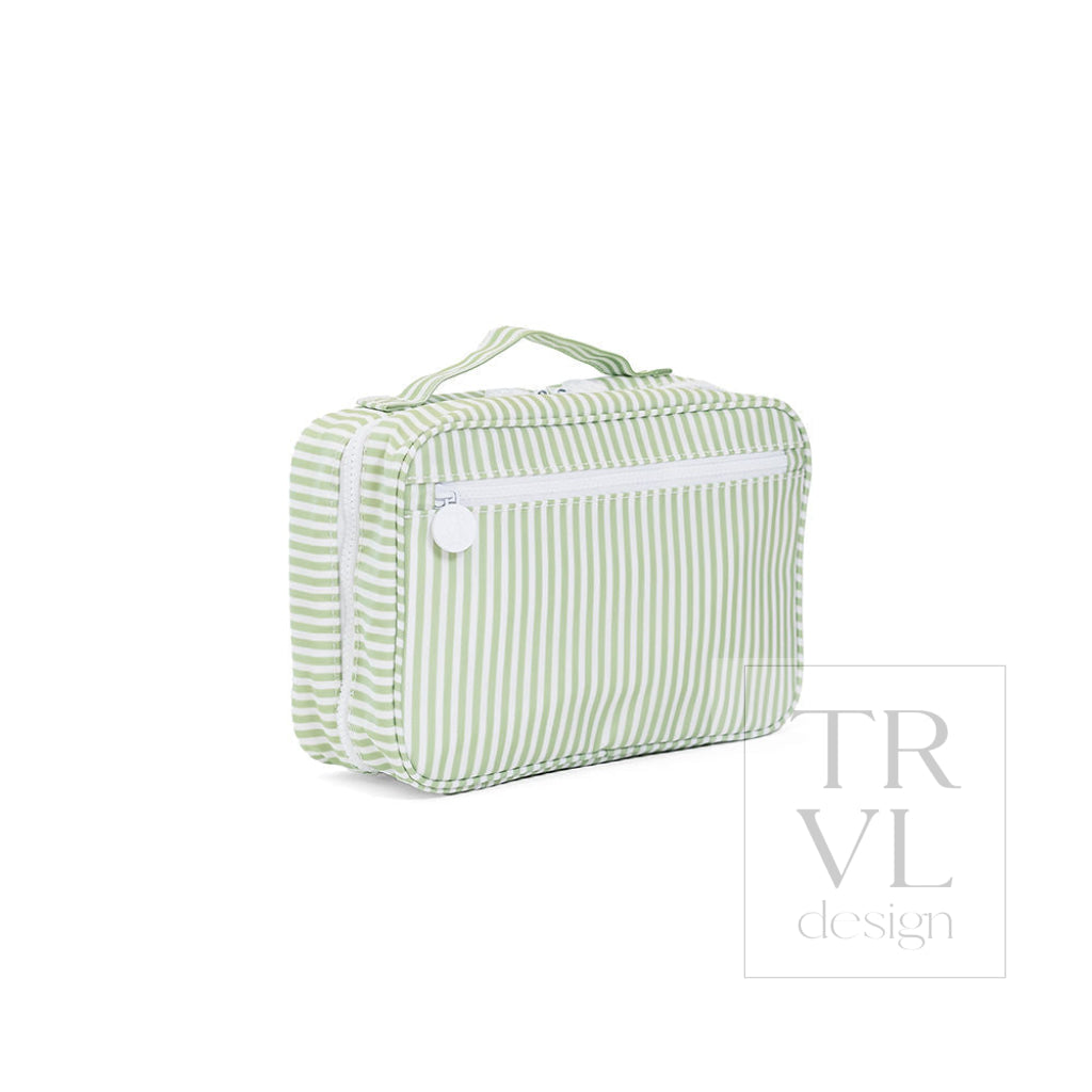 BUNDLE UP2 Hanging Toiletry Bag - PIMLICO STRIPE SAGE - Cosmetic & Toiletry Bags