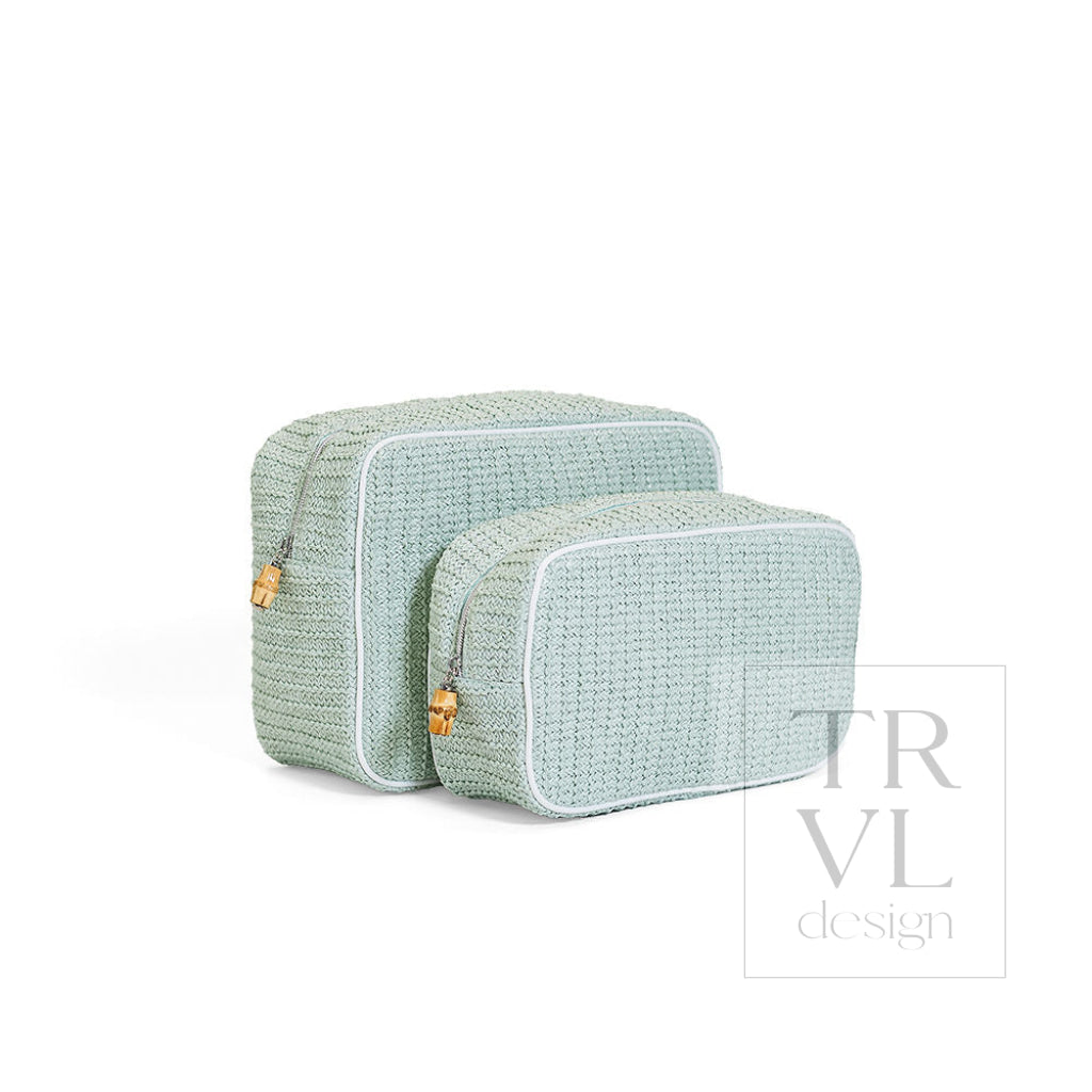 COASTAL STRAW GO GLAM - SEAGLASS - Cosmetic & Toiletry Bags