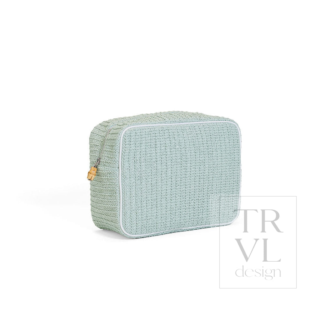 COASTAL STRAW XL GLAM - SEAGLASS - Cosmetic & Toiletry Bags