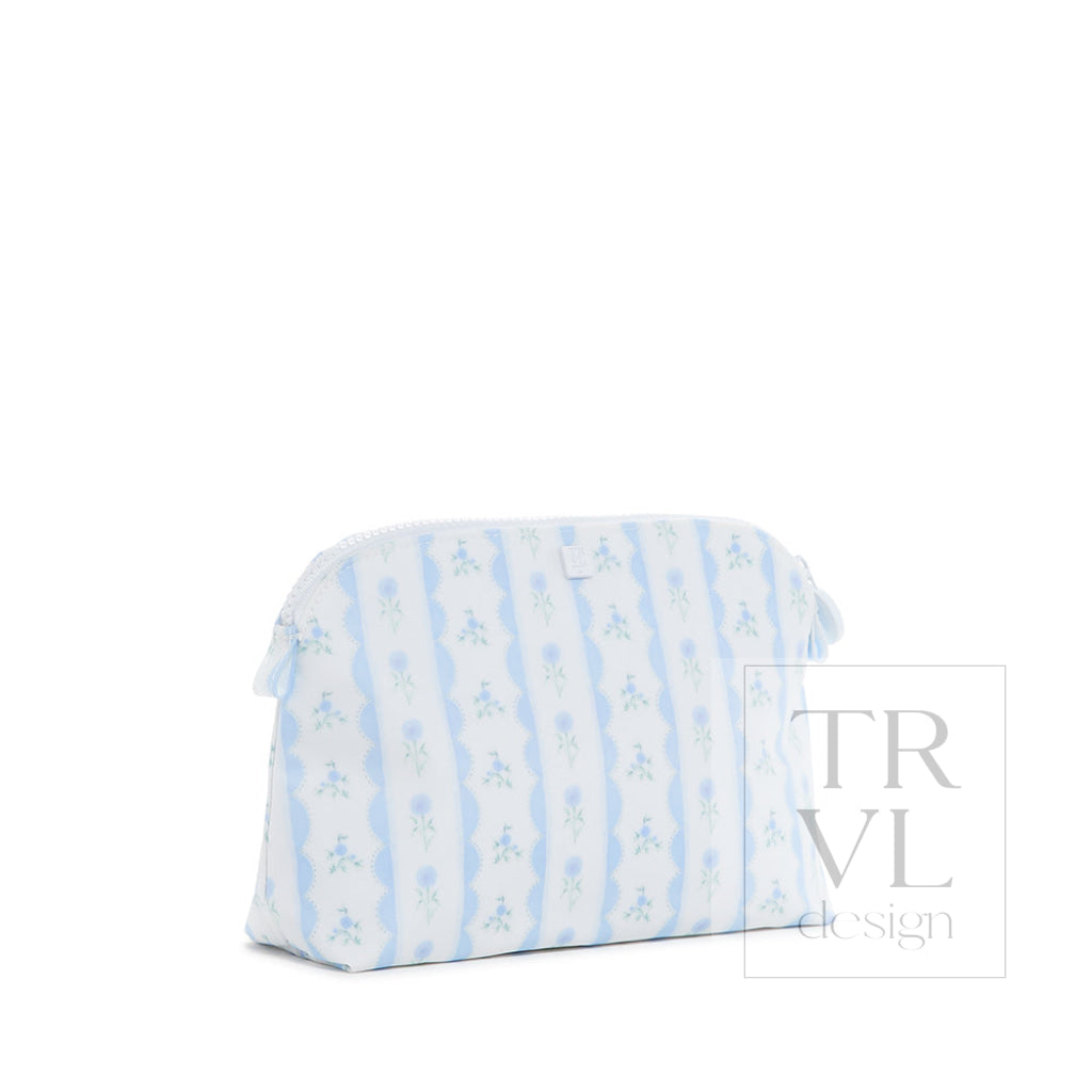Goodie Cosmetic Bag - Ribbon Floral Blue Cosmetic & Toiletry Bags