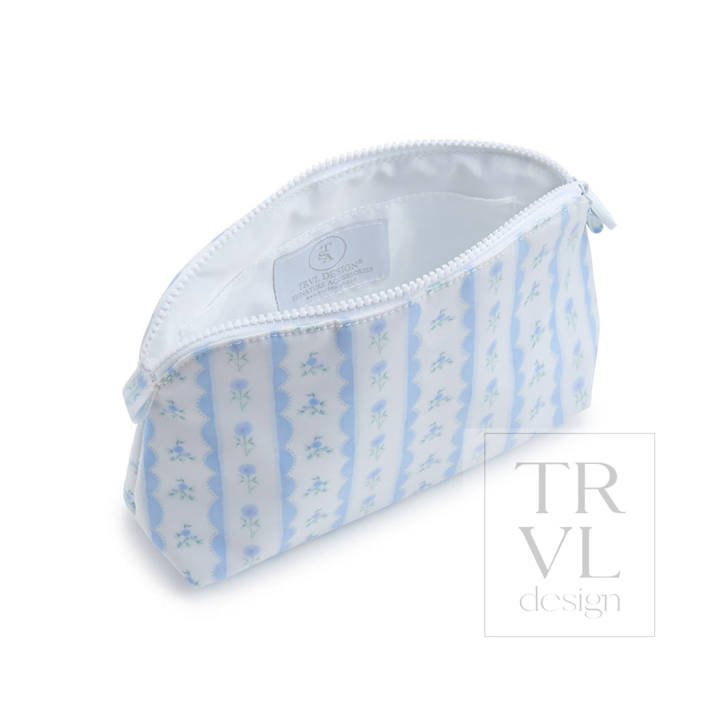 Goodie Cosmetic Bag - Ribbon Floral Blue Cosmetic & Toiletry Bags