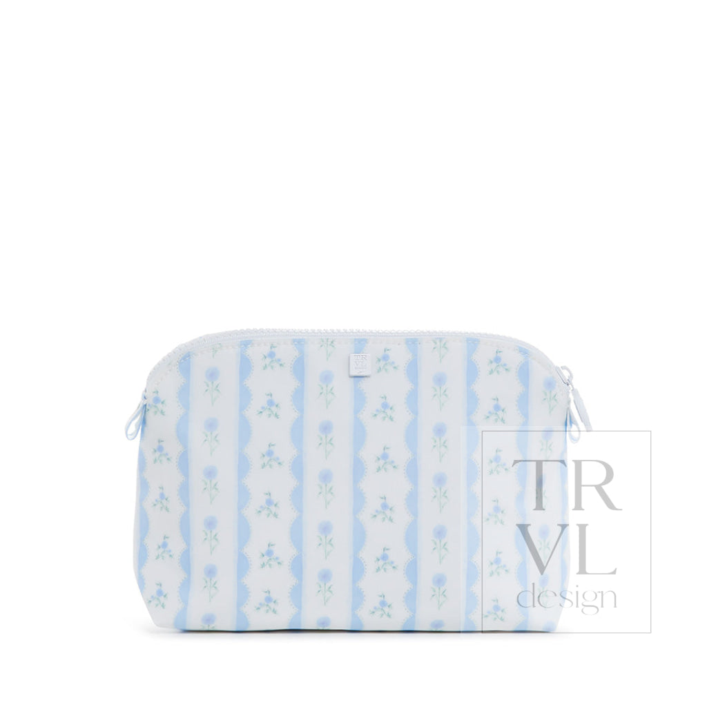 Goodie Cosmetic Bag - Ribbon Floral Blue Cosmetic & Toiletry Bags
