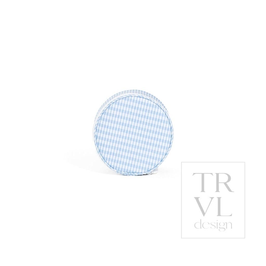 JEWEL ROUND CASE - GINGHAM MIST - Jewelry Holders