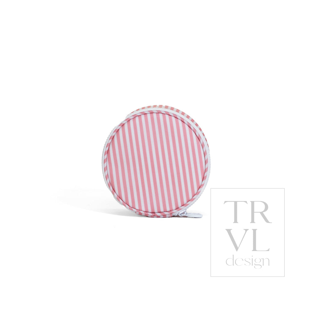 JEWEL ROUND CASE - PIMLICO STRIPE DUSTY ROSE - Jewelry Holders