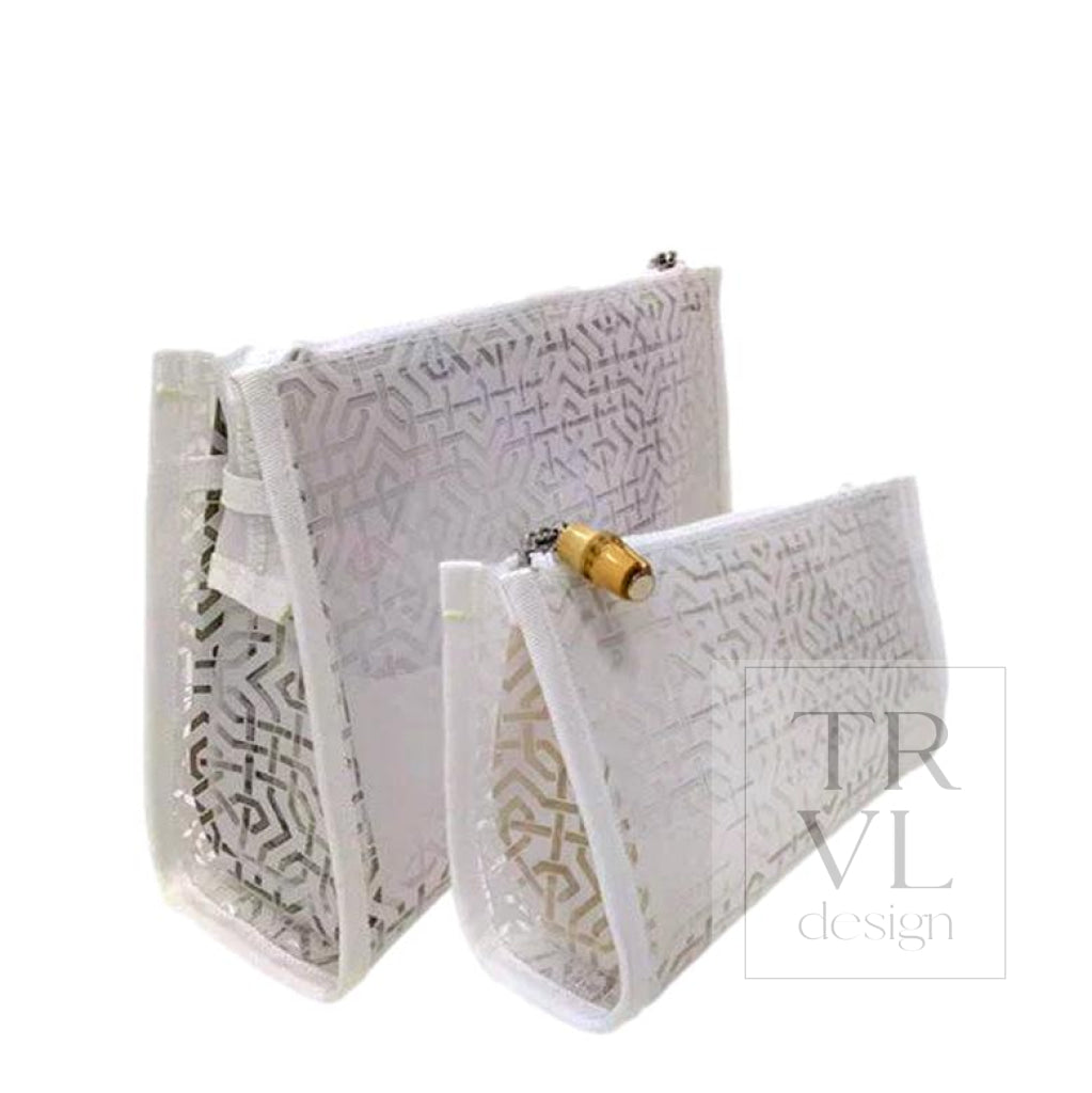 LATTICE BUNDLE SET - WHITE CLEAR - Cosmetic & Toiletry Bags