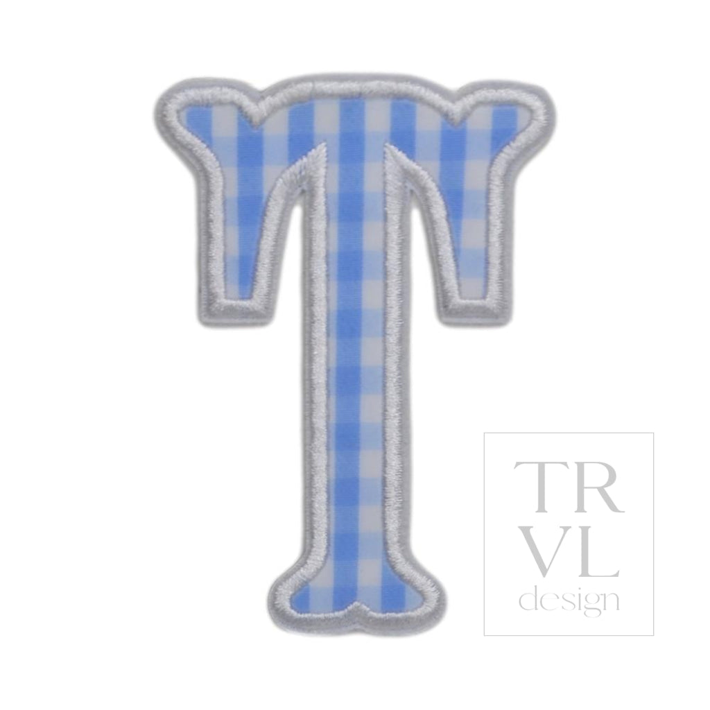 Gingham Sky Appliqué Letters *2 Pc Pre-Pack* Letter T