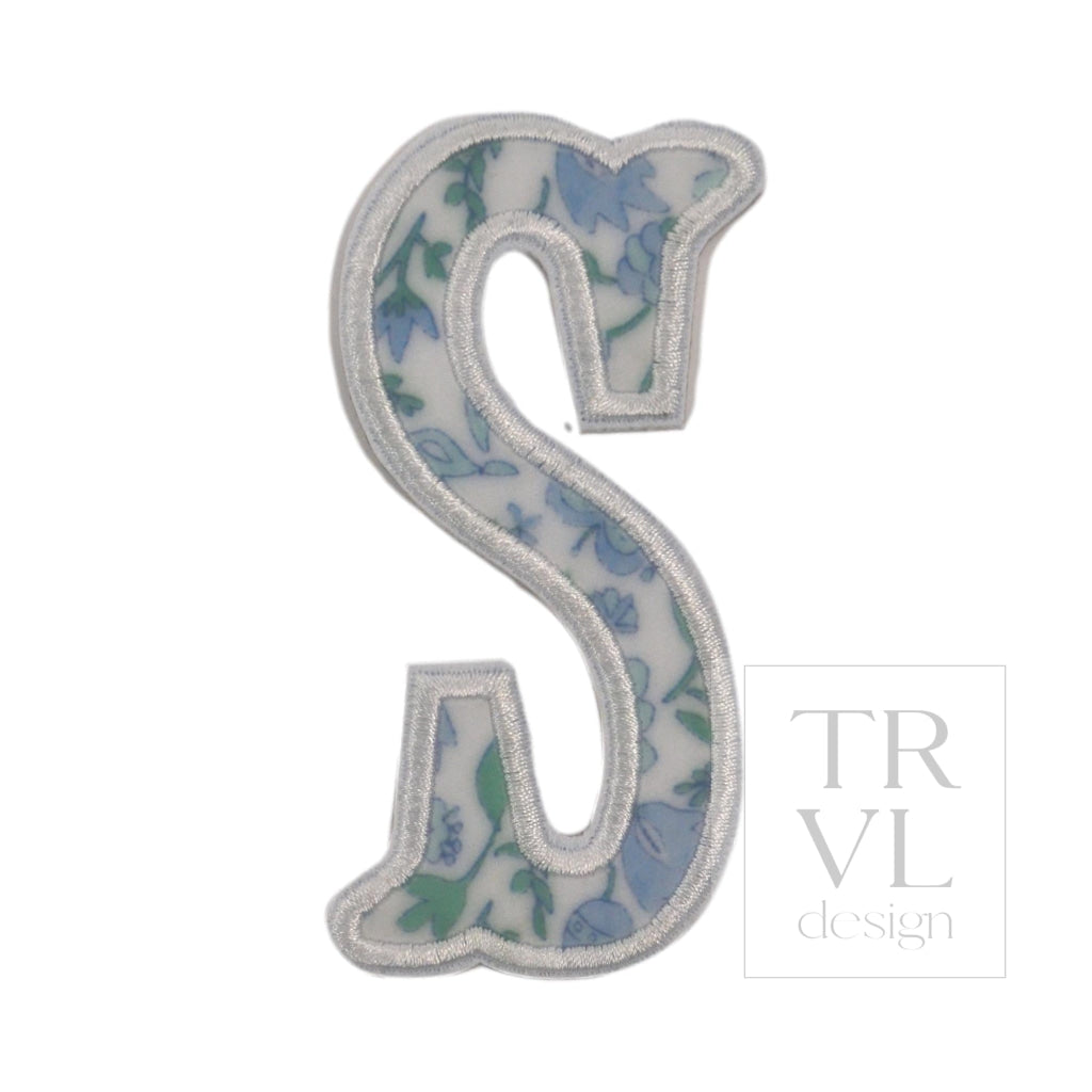 LETTER APPLIQUÉS - LARGE HAMPTONS FLORAL *2 PC PRE-PACK* - Letter S - Decorative Stickers