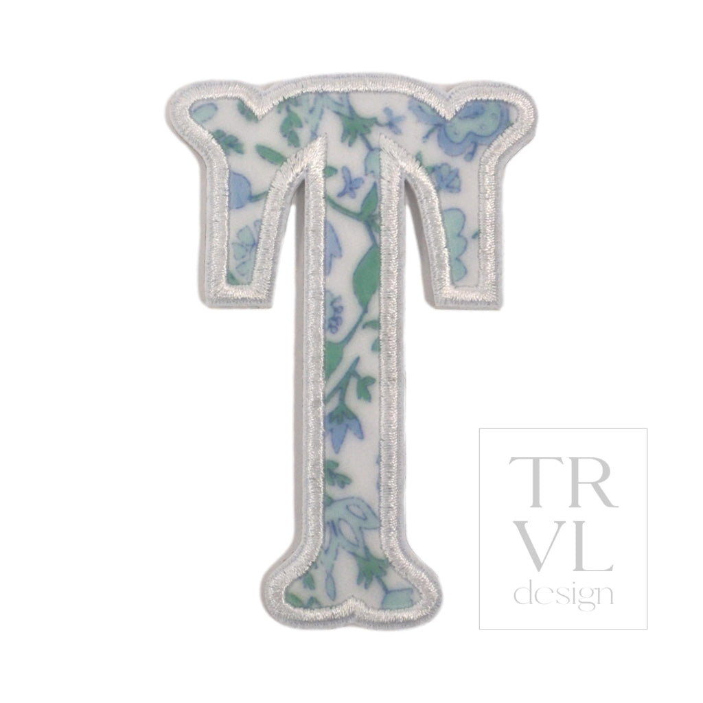 LETTER APPLIQUÉS - LARGE HAMPTONS FLORAL *2 PC PRE-PACK* - Letter T - Decorative Stickers