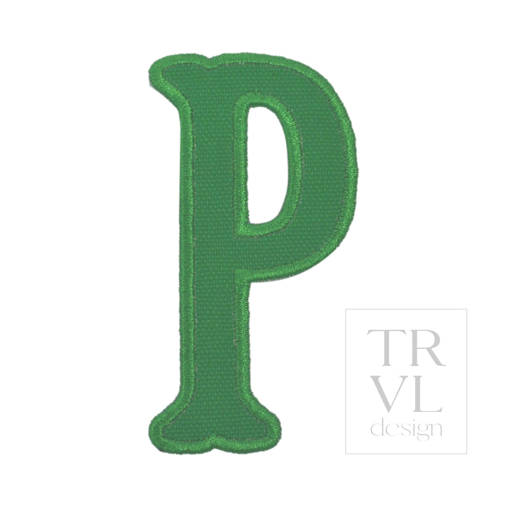 LETTER APPLIQUÉS - LARGE KELLY GREEN CANVAS *2 PC PRE-PACK* - Letter P - Decorative Stickers