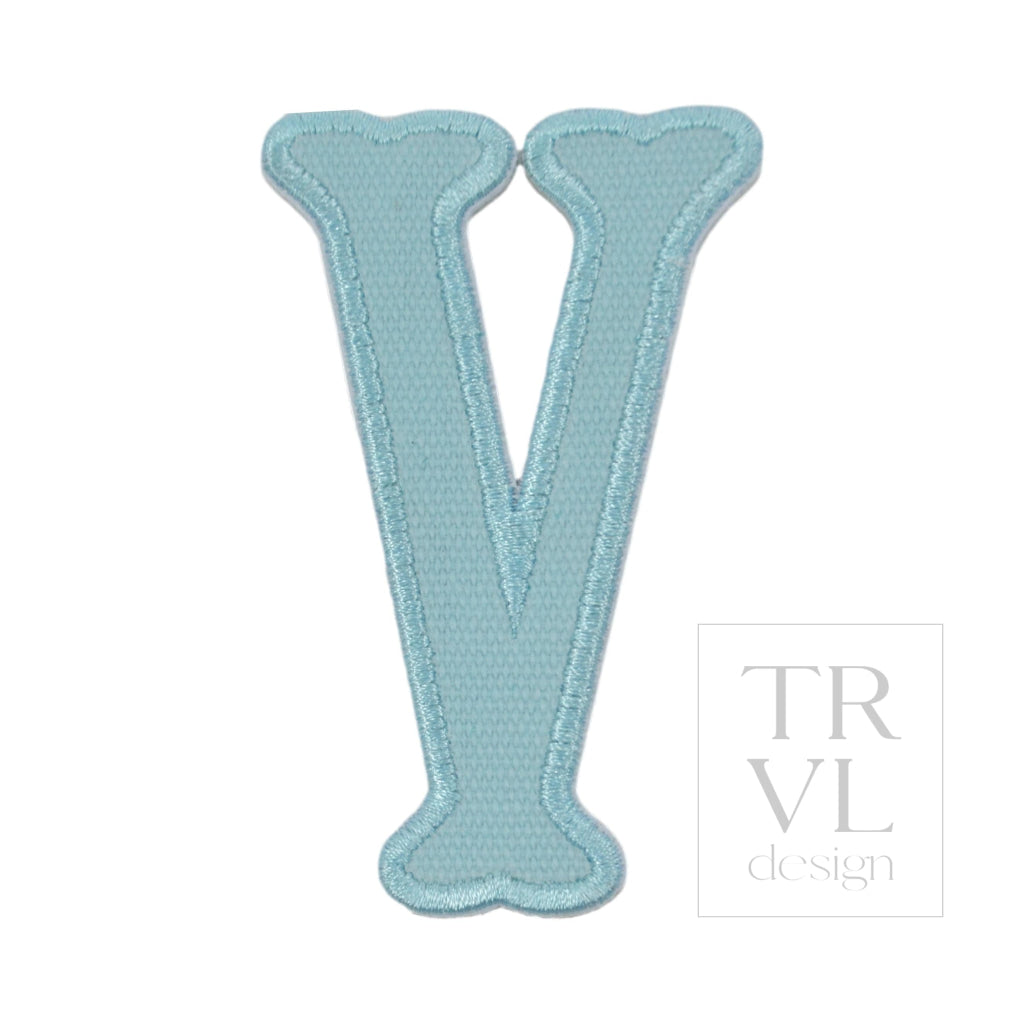 LETTER APPLIQUÉS - LARGE LAKE BLUE CANVAS *2 PC PRE-PACK* - Letter V - Decorative Stickers