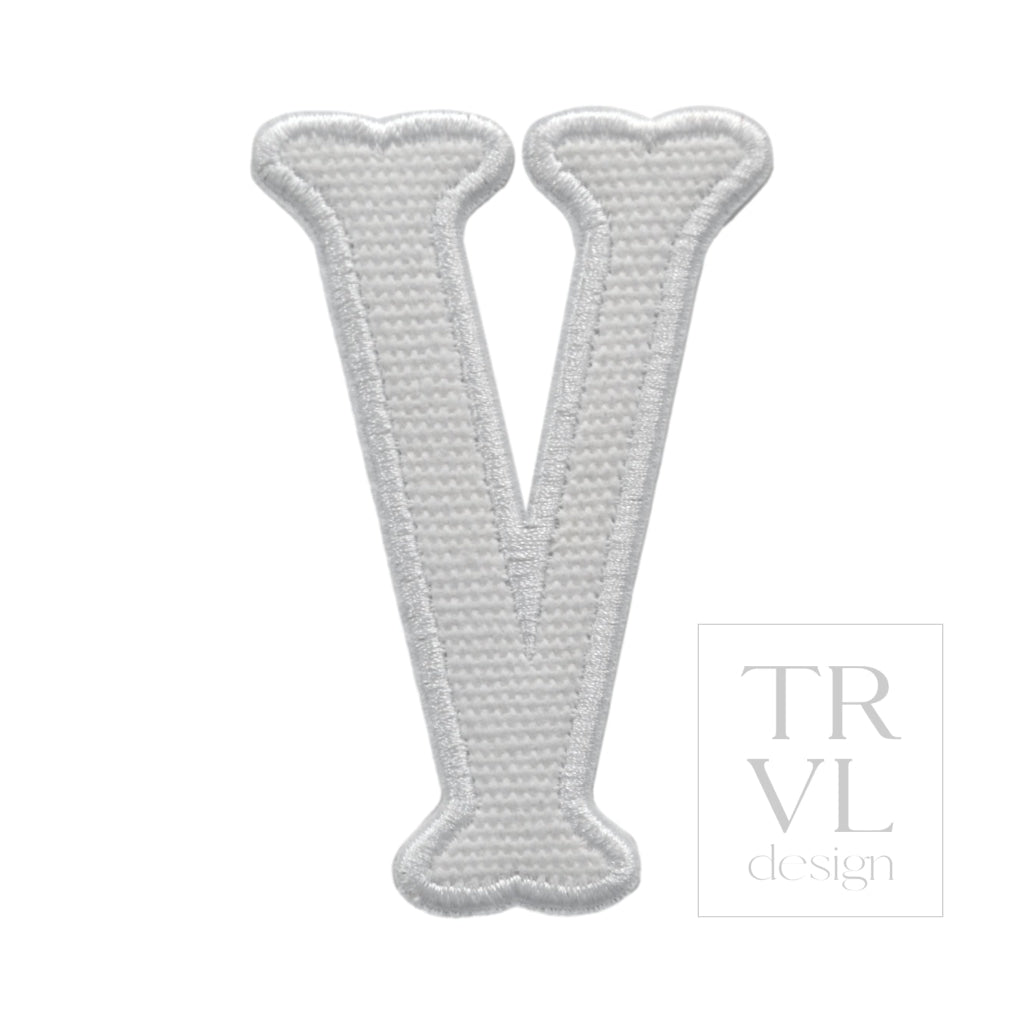 LETTER APPLIQUÉS - LARGE WHITE CANVAS *2 PC PRE-PACK* - Letter V - Decorative Stickers