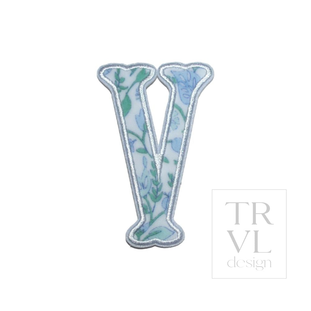 LETTER APPLIQUÉS - SMALL HAMPTONS FLORAL *2 PC PRE-PACK* - Letter V - Decorative Stickers