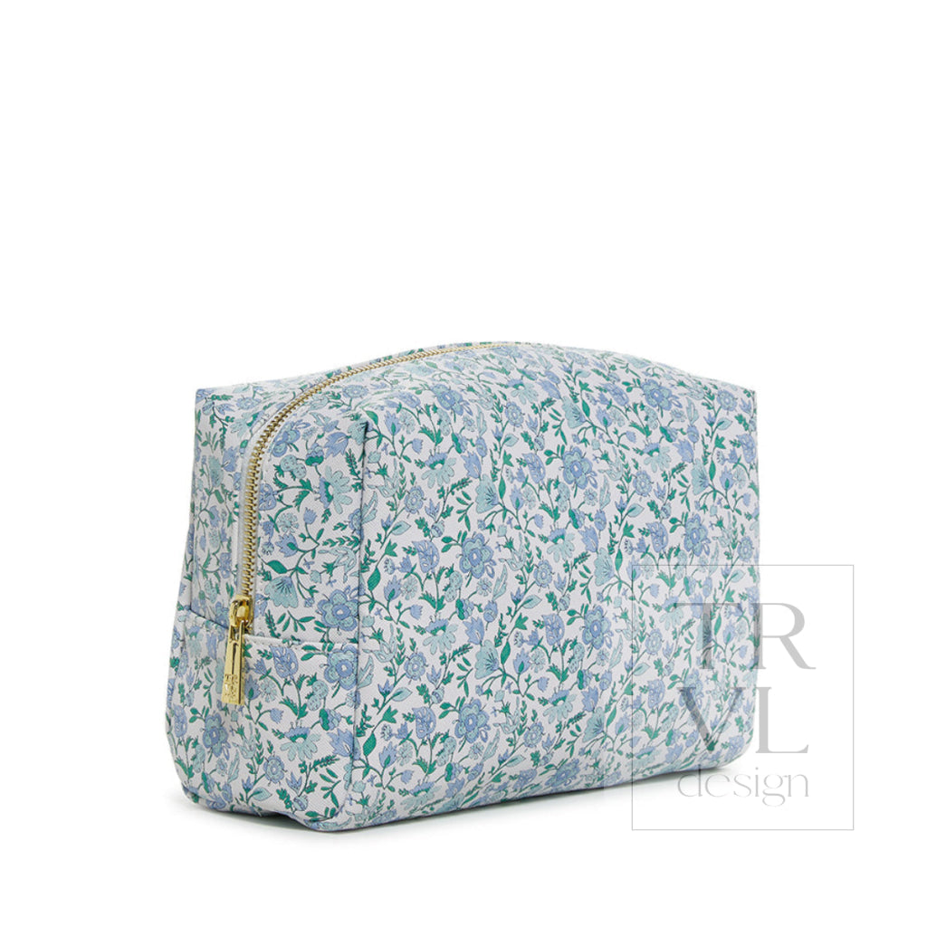 LUXE Everyday Cosmetic Bag - HAMPTONS with Chambray Pinstripe Liner - Cosmetic & Toiletry Bags