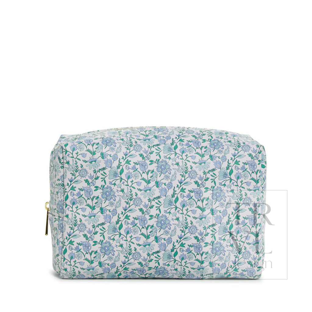 LUXE Everyday Cosmetic Bag - HAMPTONS with Chambray Pinstripe Liner - Cosmetic & Toiletry Bags