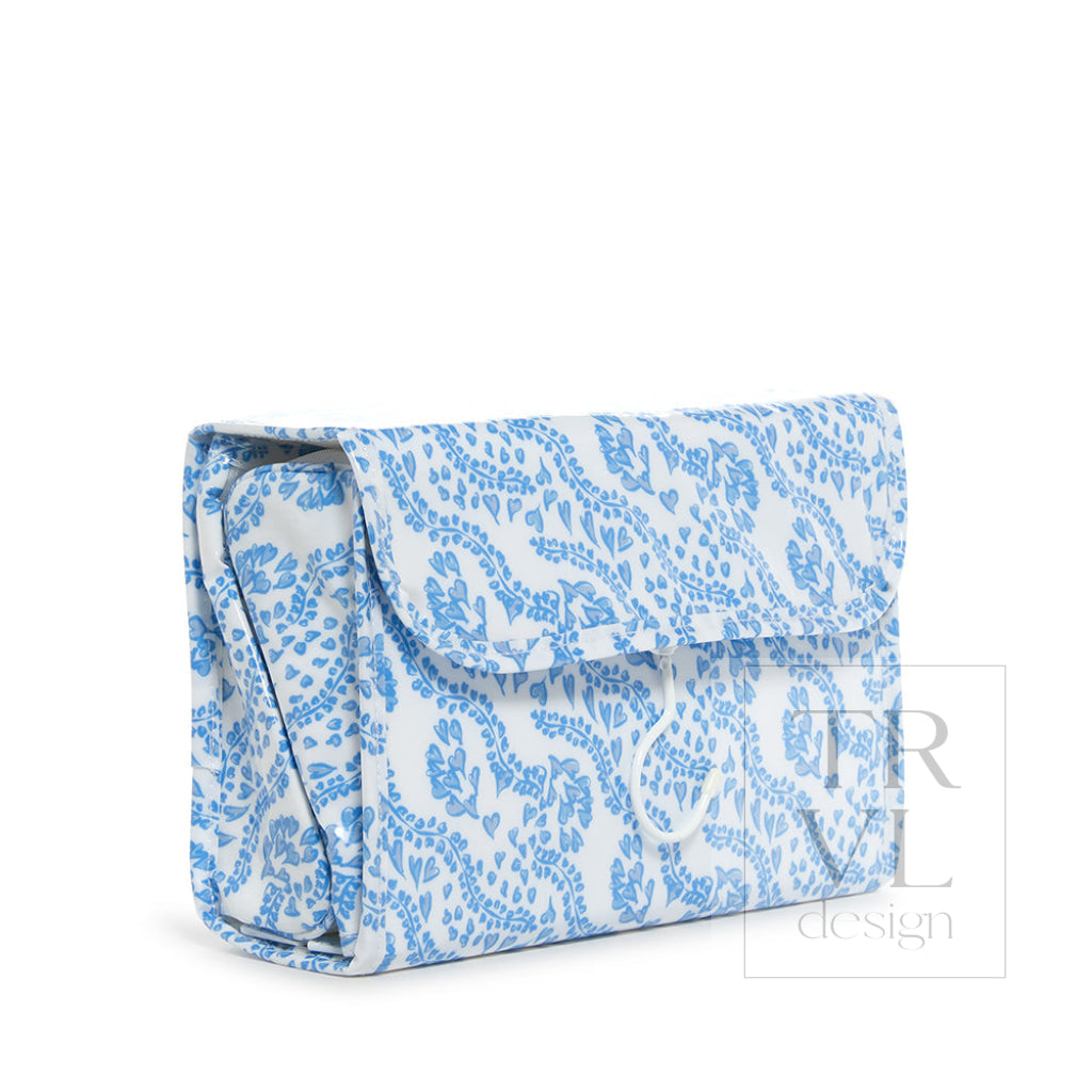 Luxe Gloss Hanging Toiletry Case - All Heart Blue Cosmetic & Bags