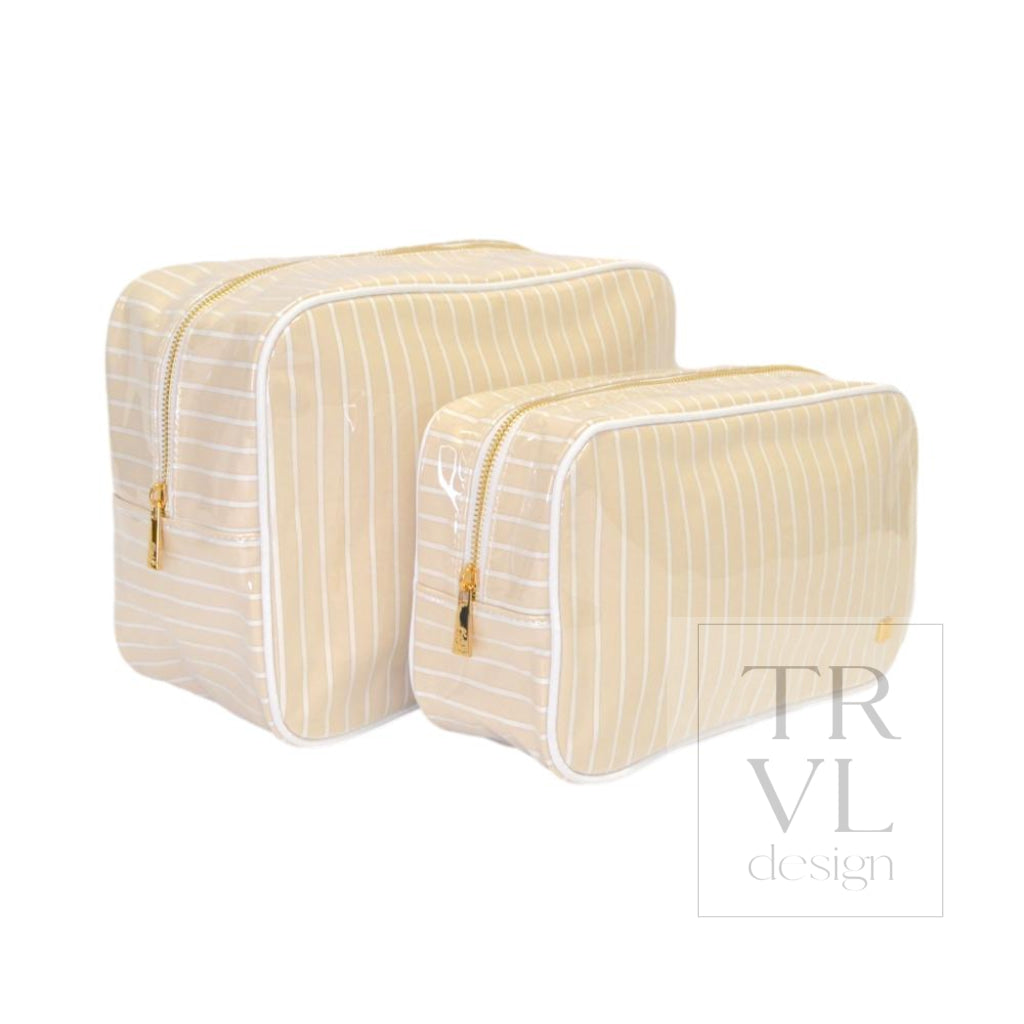 LUXE GLOSS OVERLAY XL GLAM + GO GLAM COASTAL SET - SAND STRIPE - Cosmetic & Toiletry Bags