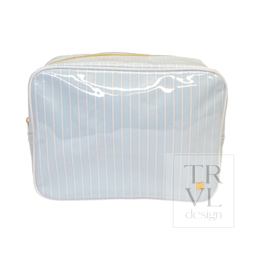 LUXE GLOSS OVERLAY XL GLAM + GO GLAM COASTAL SET - SKY STRIPE (Light Blue) - Cosmetic & Toiletry Bags
