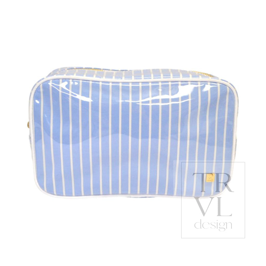 LUXE GLOSS OVERLAY XL GLAM + GO GLAM COASTAL SET - SURF STRIPE (Dark Blue) - Cosmetic & Toiletry Bags