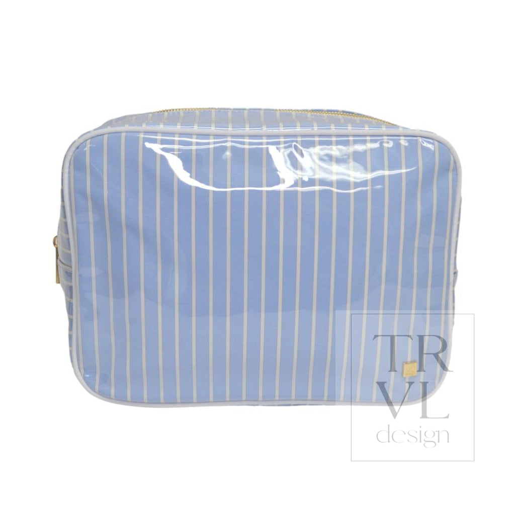 LUXE GLOSS OVERLAY XL GLAM + GO GLAM COASTAL SET - SURF STRIPE (Dark Blue) - Cosmetic & Toiletry Bags
