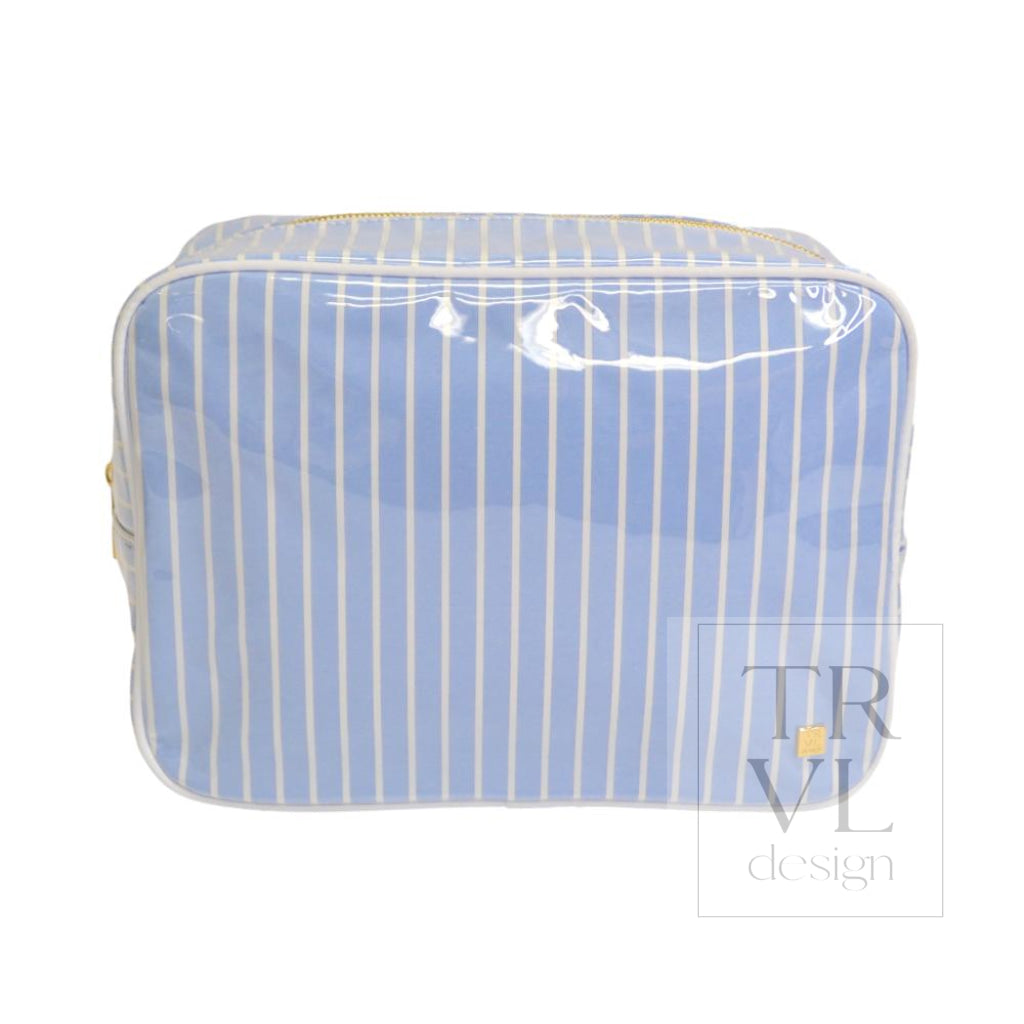 LUXE GLOSS OVERLAY XL GLAM + GO GLAM COASTAL SET - SURF STRIPE (Dark Blue) - Cosmetic & Toiletry Bags