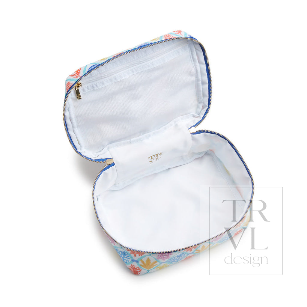 Luxe Gloss Top Handle - Aqua Coral Cosmetic & Toiletry Bags