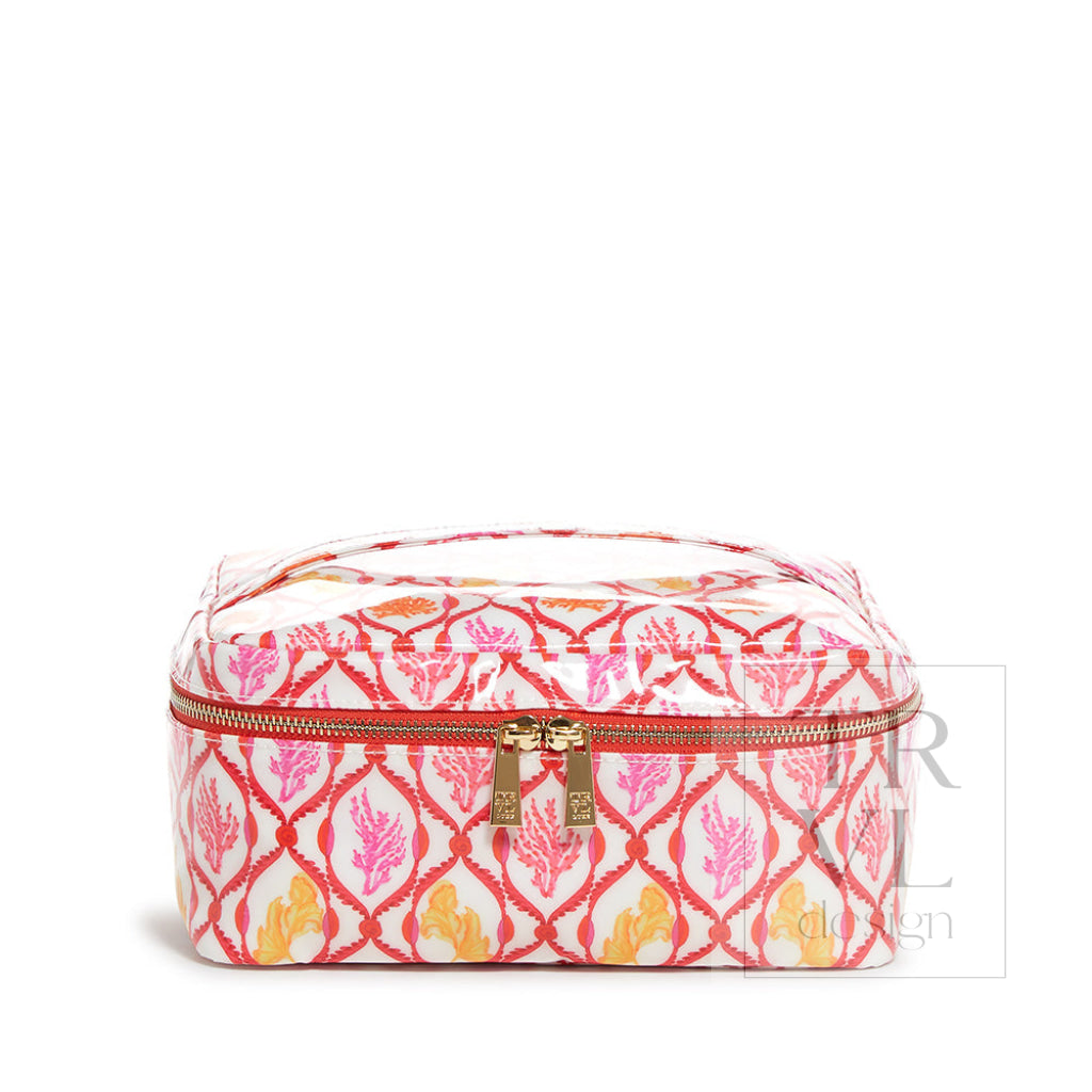 Luxe Gloss Top Handle - Red Coral Cosmetic & Toiletry Bags