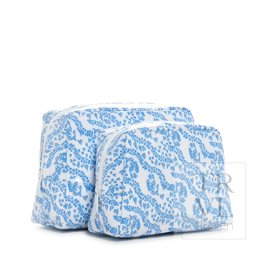 Luxe Gloss Wash Bag Large - All Heart Blue *New! Cosmetic & Toiletry Bags