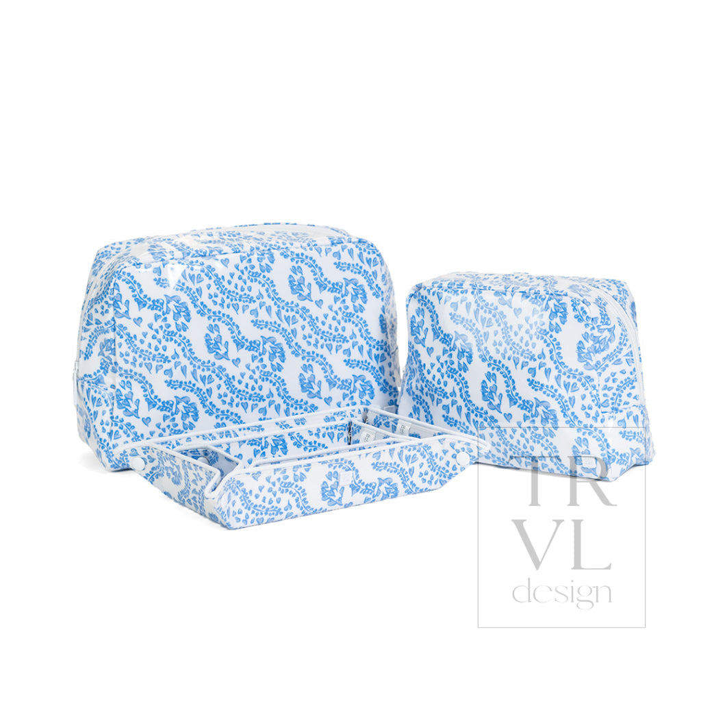 LUXE GLOSS WASH BAG SET - ALL HEART BLUE - Cosmetic & Toiletry Bags