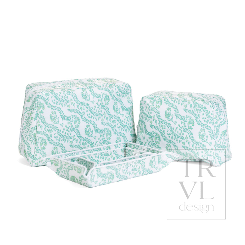 LUXE GLOSS WASH BAG SET - ALL HEART KELLY GREEN - Cosmetic & Toiletry Bags