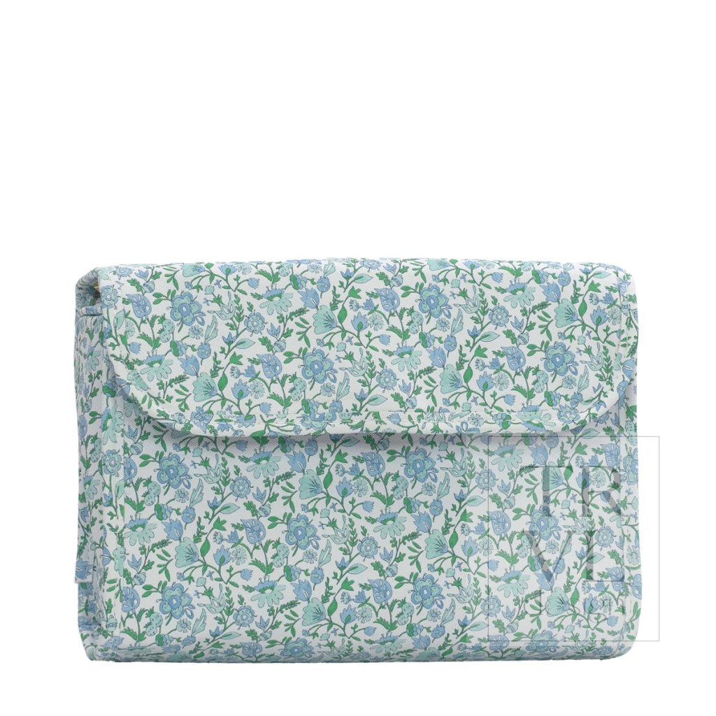 LUXE Hanging Toiletry HAMPTONS FLORAL with Chambray Pinstripe Liner - Cosmetic & Toiletry Bags