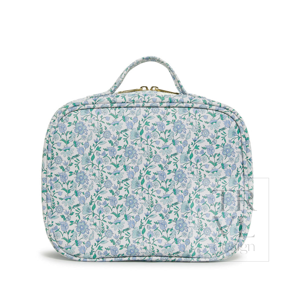 LUXE TRVL 2 Cosmetic Toiletry Case - HAMPTONS FLORAL with Chambray Pinstripe Liner - Cosmetic & Toiletry Bags