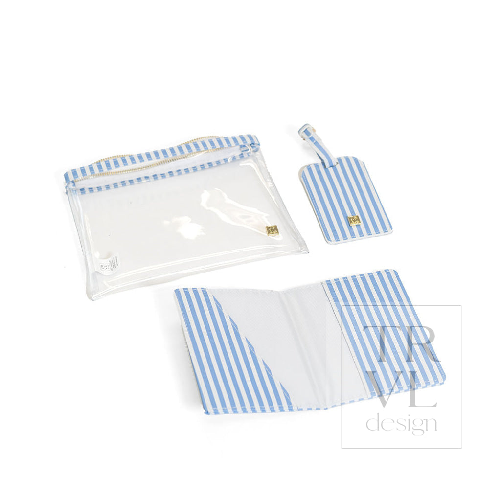 LUXE TRVL 3PC SET - PIMLICO STRIPE CHAMBRAY - Travel Pouches