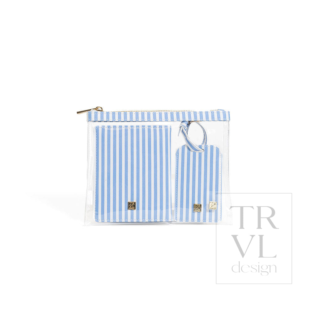 LUXE TRVL 3PC SET - PIMLICO STRIPE CHAMBRAY - Travel Pouches