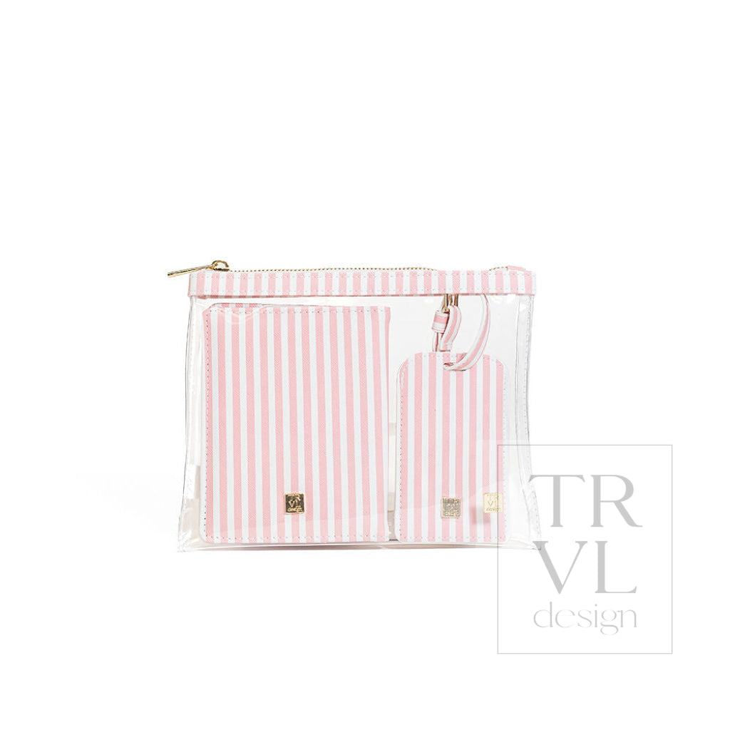 LUXE TRVL 3PC SET - PIMLICO STRIPE DUSTY ROSE - Travel Pouches