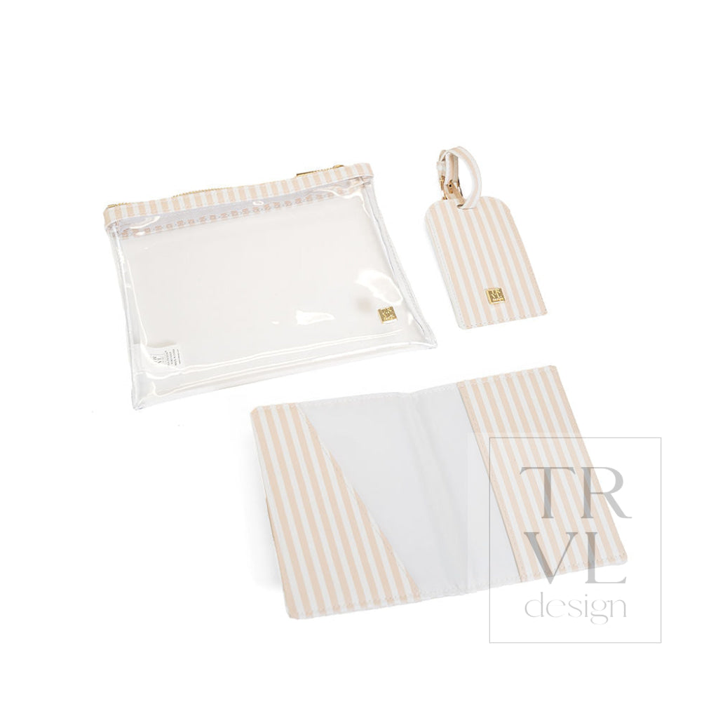 LUXE TRVL 3PC SET - PIMLICO STRIPE SAND - Travel Pouches