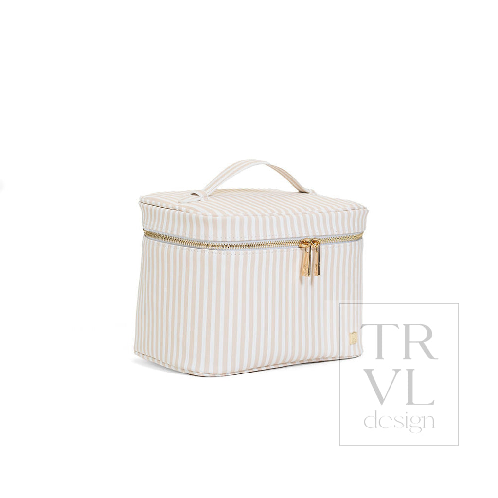 LUXE VANITY TRAIN CASE - PIMLICO STRIPE SAND - Cosmetic & Toiletry Bags