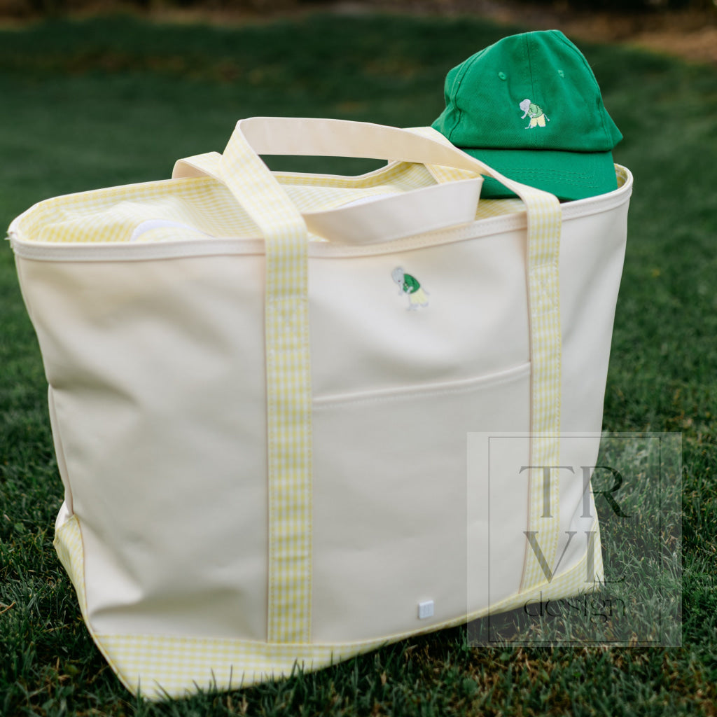 MAXI TOTE - ERNIE COATED CANVAS NATURAL with BUTTERCUP TRIM - Tote Bags