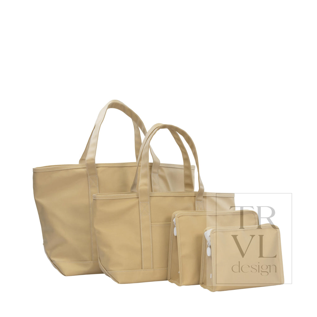 MEDIUM TOTE - COATED CANVAS KHAKI - Tote Bags