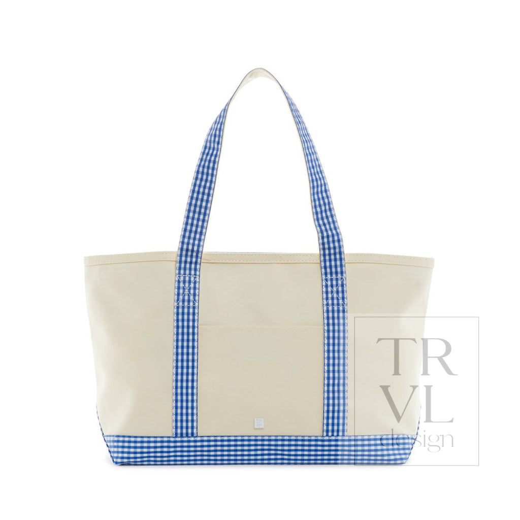 Medium Tote - Coated Canvas Gingham Royal Trim