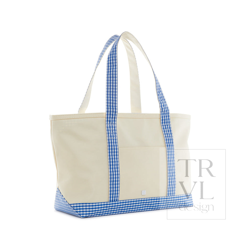Medium Tote - Coated Canvas Gingham Royal Trim